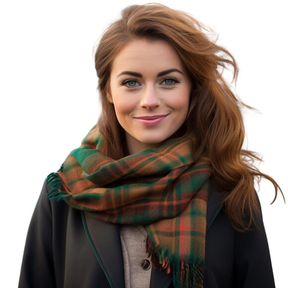3857 100% Irish Wool Scarf For Women & Men Soft & Warm Plaid Tartan